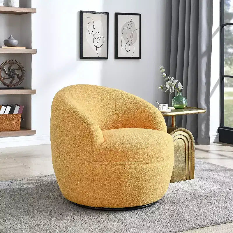 Poltrona a botte girevole in finto montone beige/blu/corallo/giallo, 1 posto