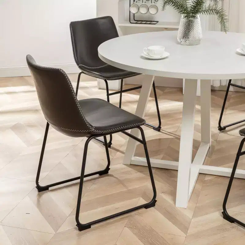 Round Dining Set, Brown/Gray/White, Seats 4, 5-Piece