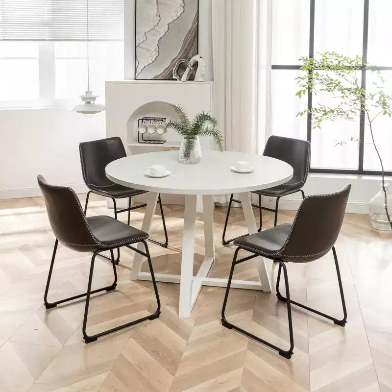 Round Dining Set, Brown/Gray/White, Seats 4, 5-Piece