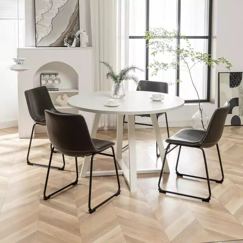 Round Dining Set, Brown/Gray/White, Seats 4, 5-Piece