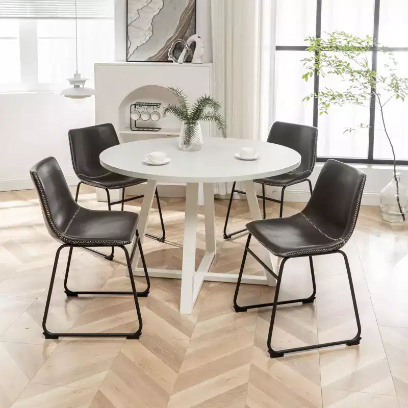 Round Dining Set, Brown/Gray/White, Seats 4, 5-Piece