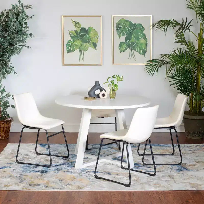Round Dining Set, Brown/Gray/White, Seats 4, 5-Piece
