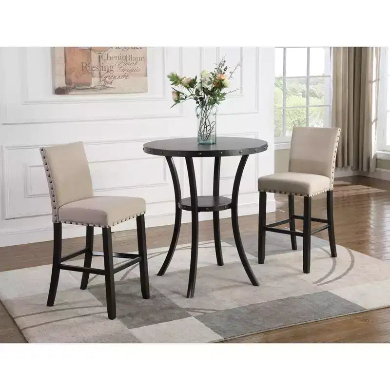 Round Bar Table, Black/Gray, Seats 2