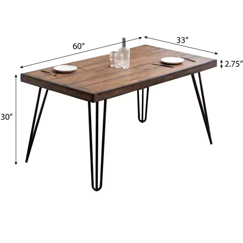 Rich Black Hairpin Dining Set, 6-Piece