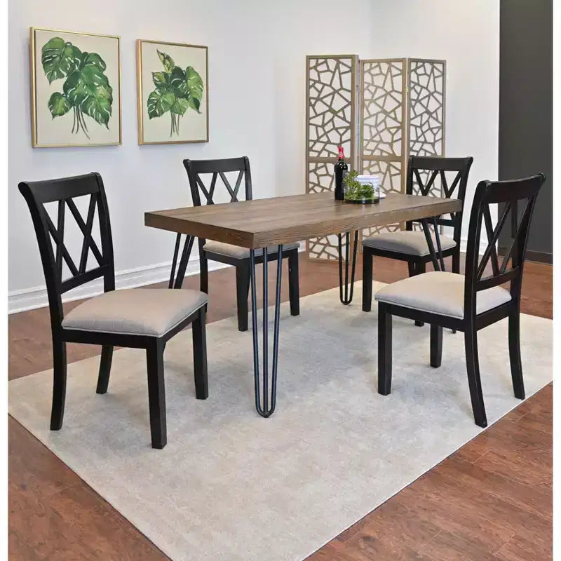 Rich Black Hairpin Dining Set, 6-Piece