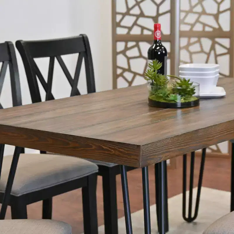 Rich Black Hairpin Dining Set, 6-Piece