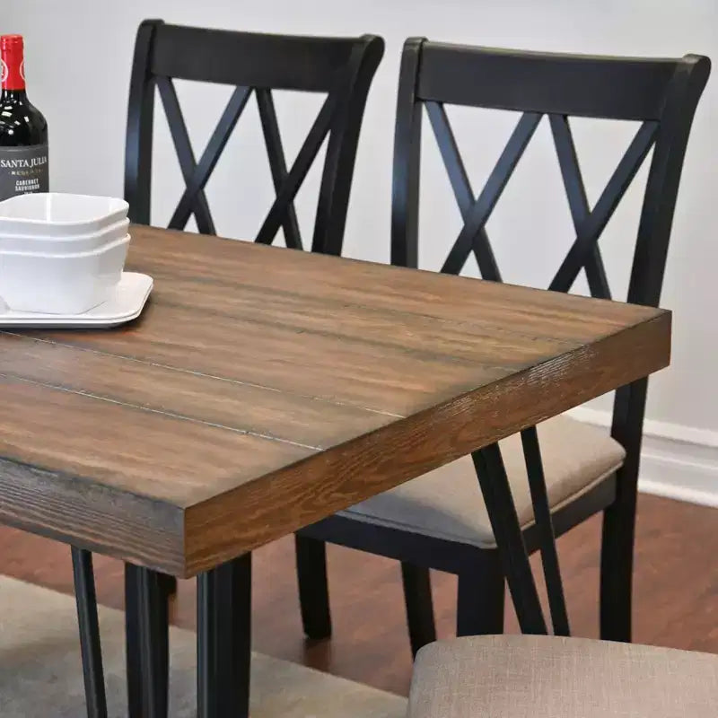 Rich Black Hairpin Dining Set, 6-Piece