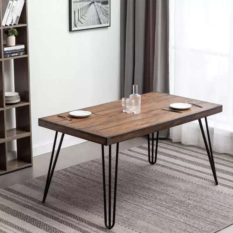 Rich Black Hairpin Dining Set, 6-Piece