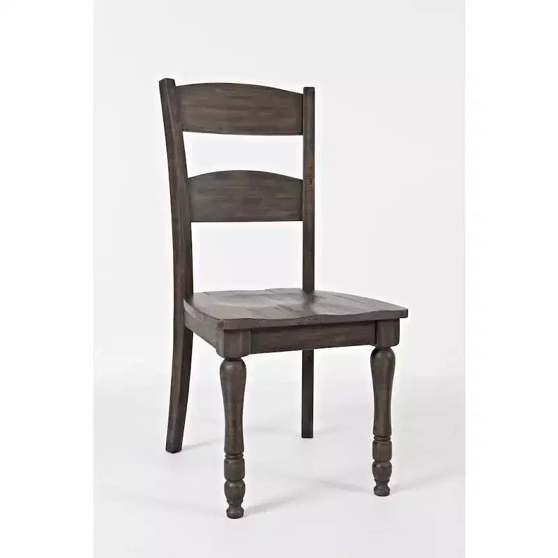 Brown Ladderback Dining Chair, Faux Leather Seat, Set of 2
