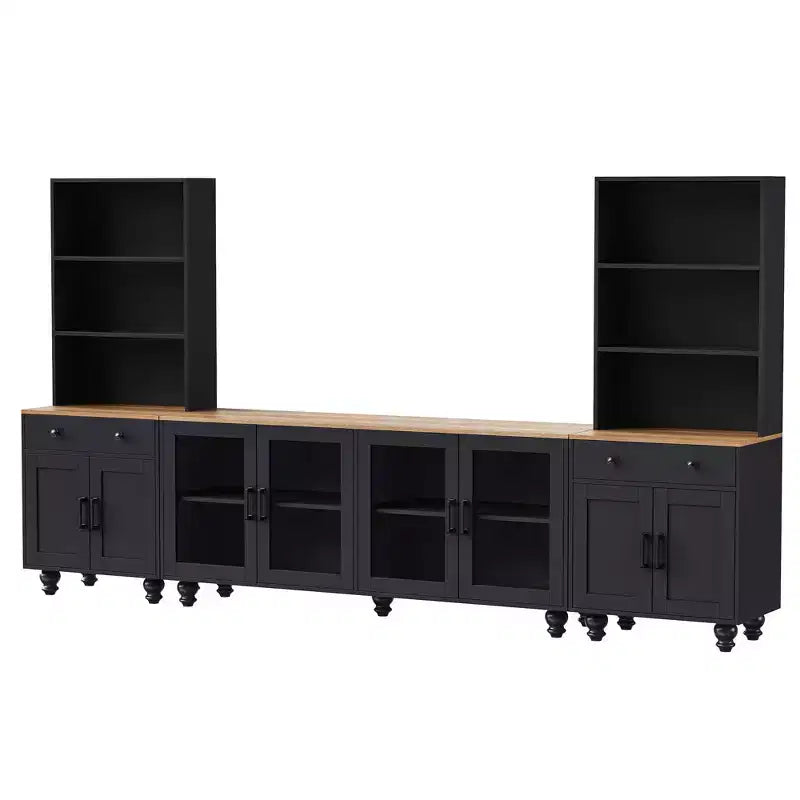 3-Piece Brown Wood TV Wall Unit, Entertainment Center for up to 70" TVs