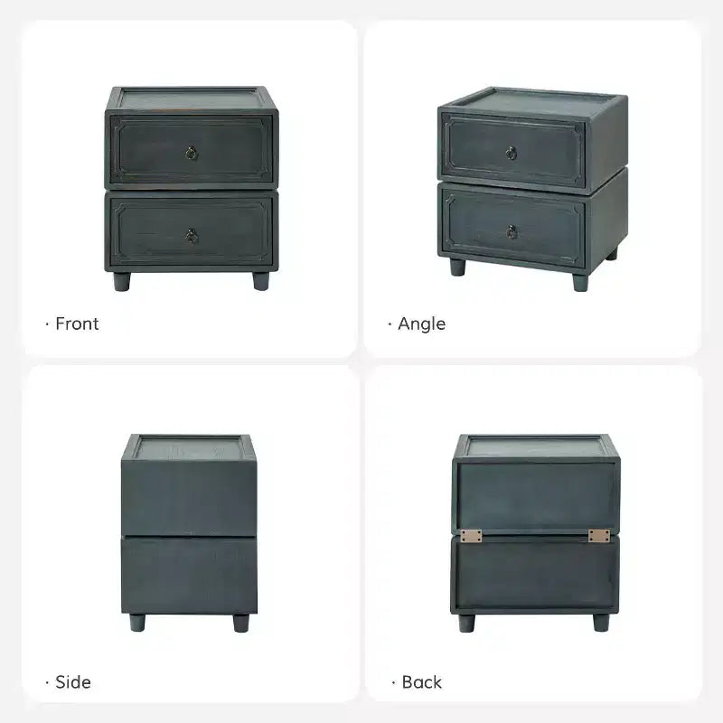 Tavolino finale a 2 cassetti | Nero / Blu / Noce | Design modulare | Singolo