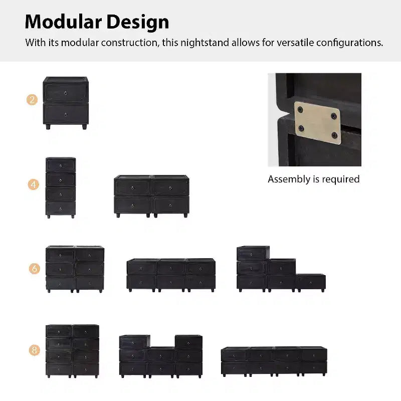 2-Drawer End Table | Black / Blue / Walnut | Modular Design | Single