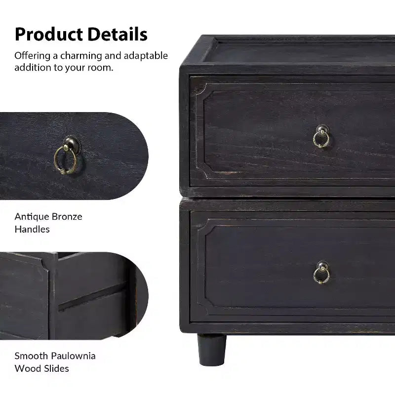 2-Drawer End Table | Black / Blue / Walnut | Modular Design | Single