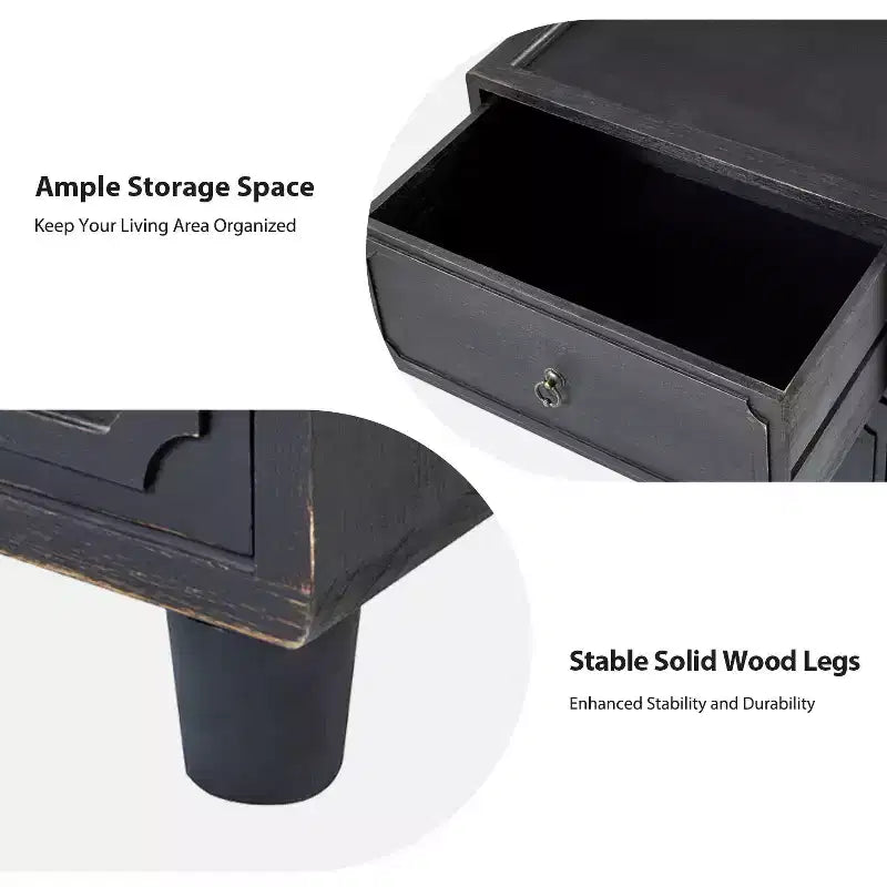 2-Drawer End Table | Black / Blue / Walnut | Modular Design | Single
