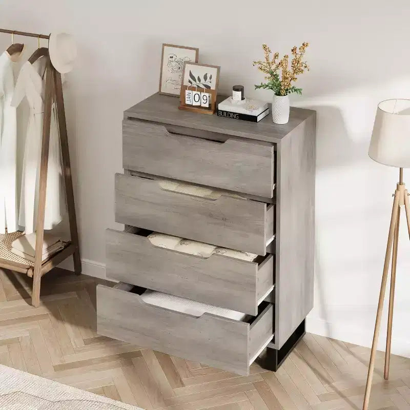 Grey / White Vertical Drawer Cabinet, 4 or 6 Drawers, for 1 Person