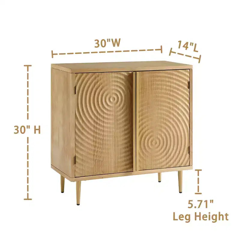 Art Leon Wood Cabinet Sideboard with Textured Door Decoration