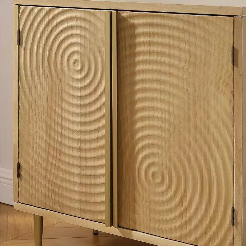 Art Leon Wood Cabinet Sideboard with Textured Door Decoration
