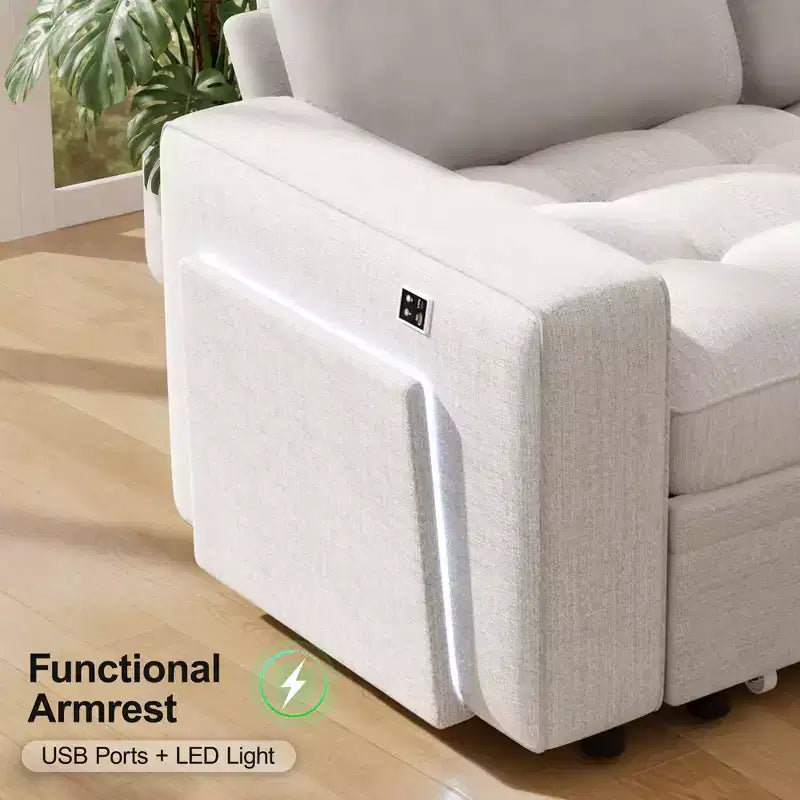 Divano letto modulare a U a 7 posti | Beige / Nero / Verde / Grigio | Con funzione letto | 7 posti a sedere