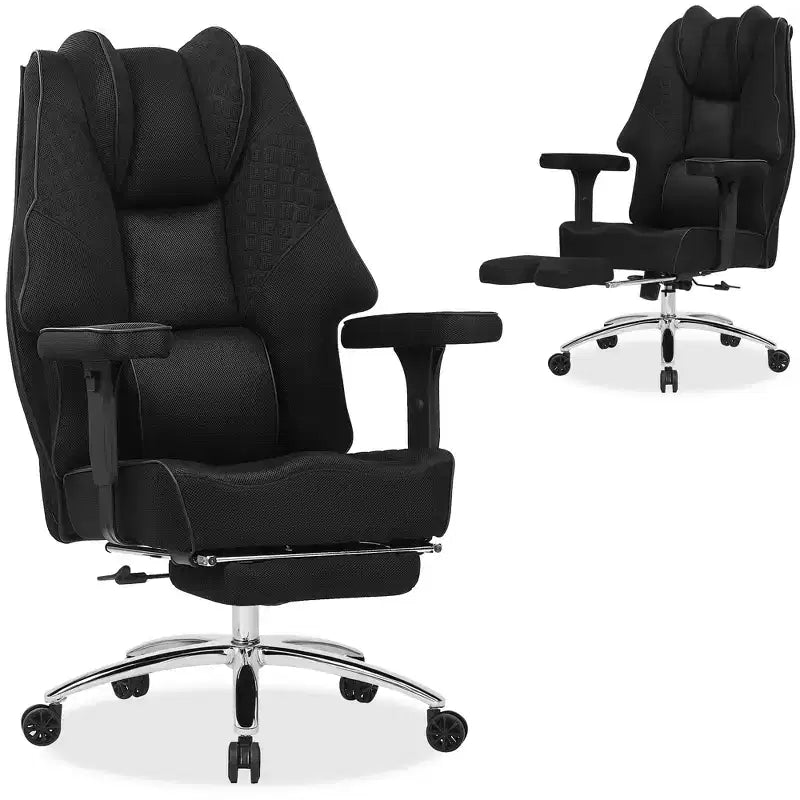 Sedia da Ufficio Ergonomica Nera in Rete con Poggiapiedi e Braccioli, per 1 Persona