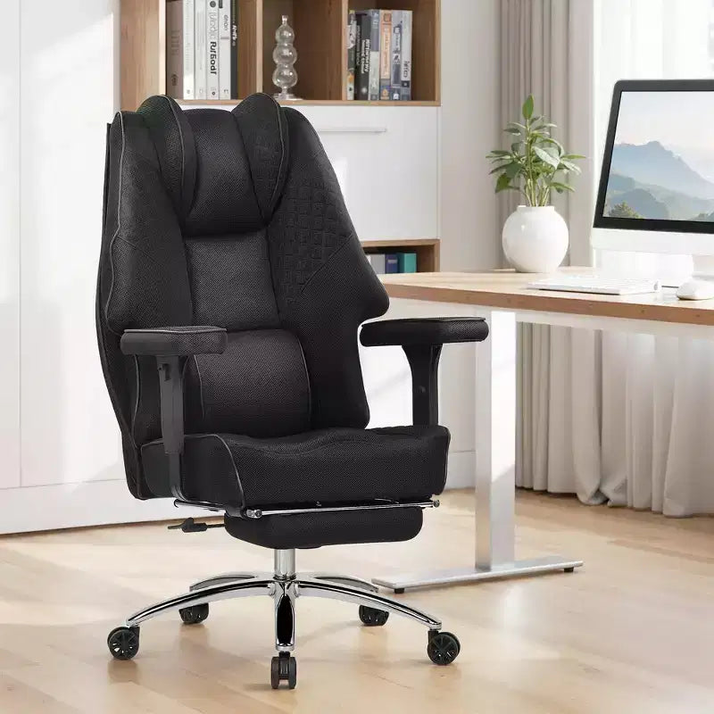 Sedia da Ufficio Ergonomica Nera in Rete con Poggiapiedi e Braccioli, per 1 Persona