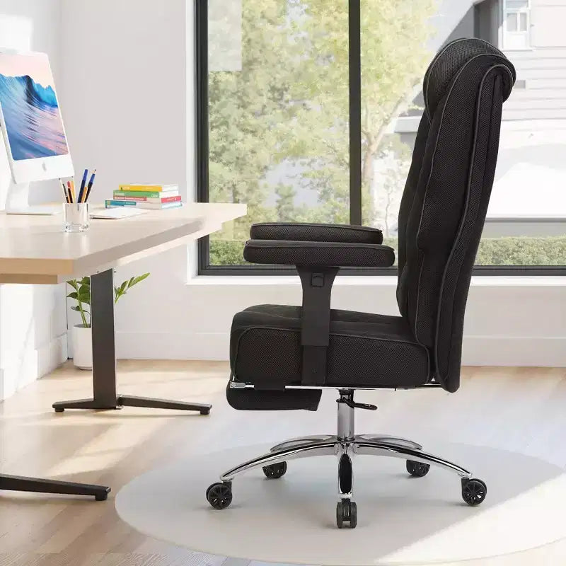 Sedia da Ufficio Ergonomica Nera in Rete con Poggiapiedi e Braccioli, per 1 Persona