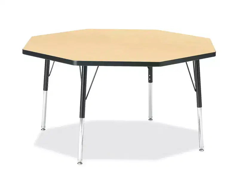 Tavolo Attività Ottagonale Nero 48x48 pollici, per Bambini, 6 Posti