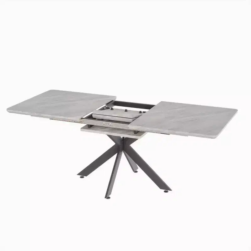Black / Gray Rectangular Extendable Dining Table, Seats 6–10