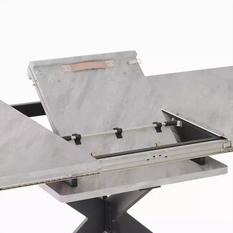 Black / Gray Rectangular Extendable Dining Table, Seats 6–10