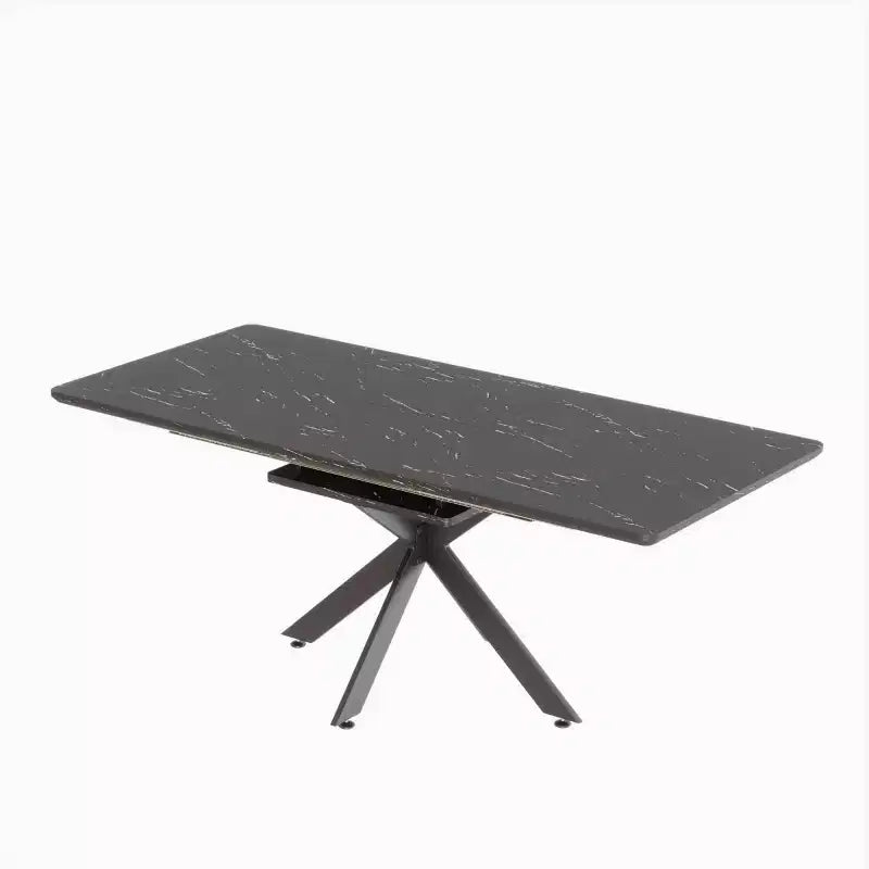 Black / Gray Rectangular Extendable Dining Table, Seats 6–10