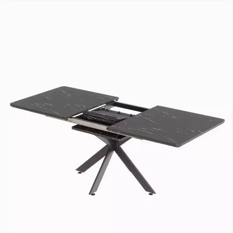 Black / Gray Rectangular Extendable Dining Table, Seats 6–10