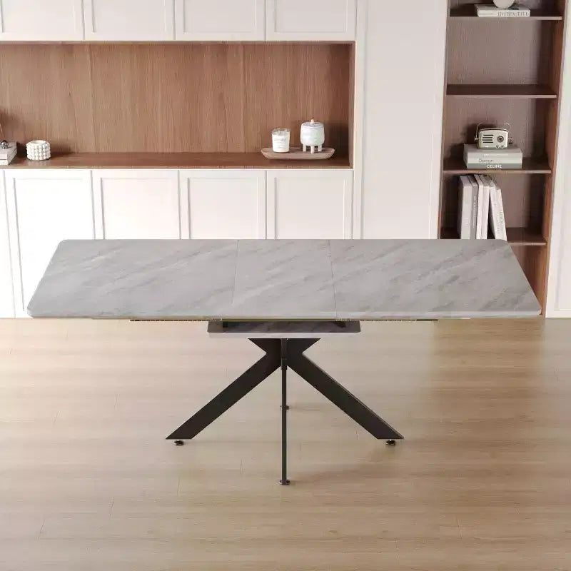 Black / Gray Rectangular Extendable Dining Table, Seats 6–10