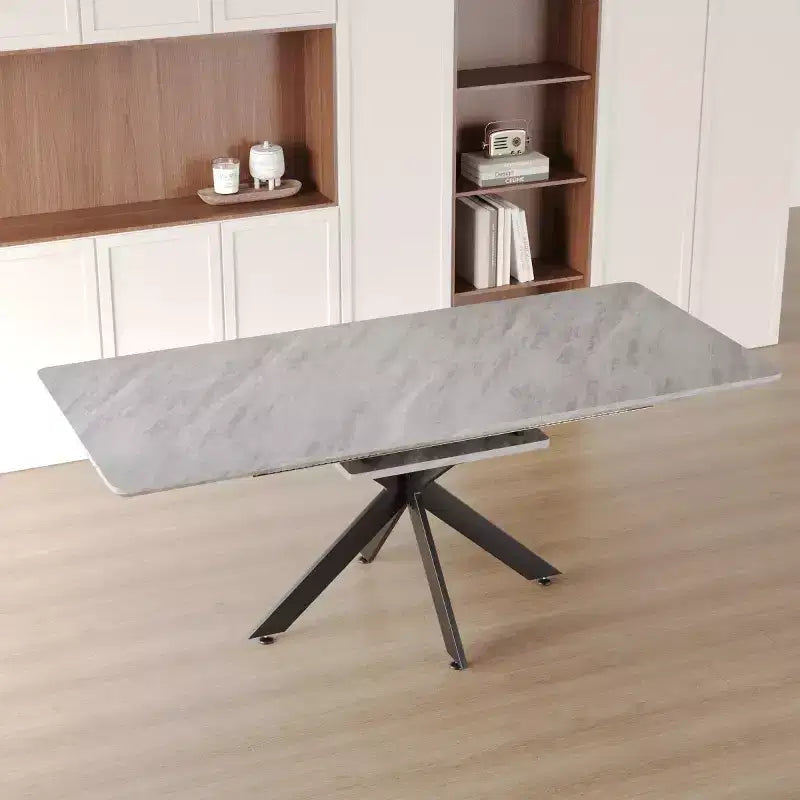 Black / Gray Rectangular Extendable Dining Table, Seats 6–10