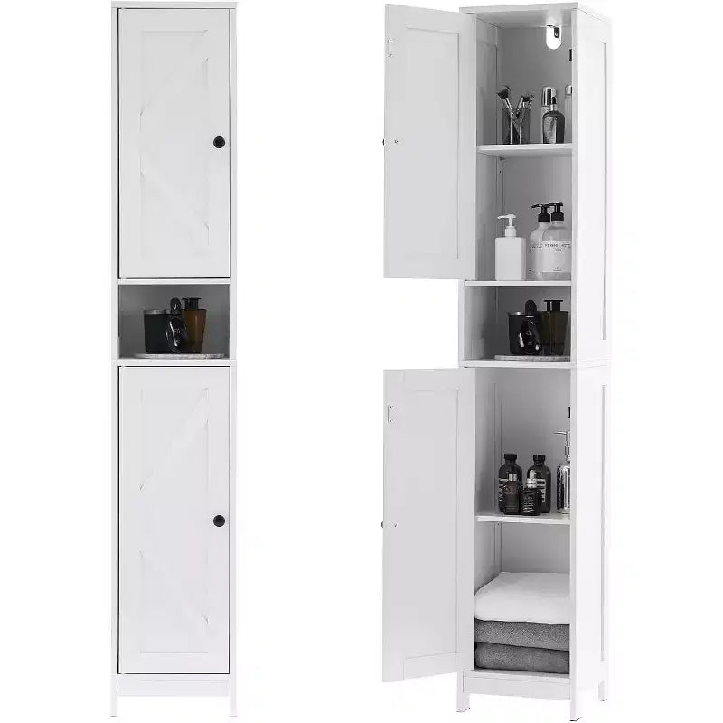Mobile Alto da Bagno, Grigio/Bianco, Montaggio a 1 Persona