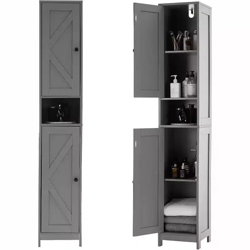 Mobile Alto da Bagno, Grigio/Bianco, Montaggio a 1 Persona