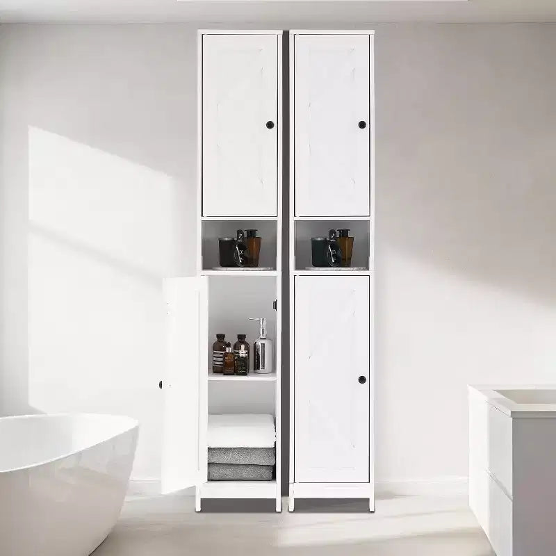 Mobile Alto da Bagno, Grigio/Bianco, Montaggio a 1 Persona