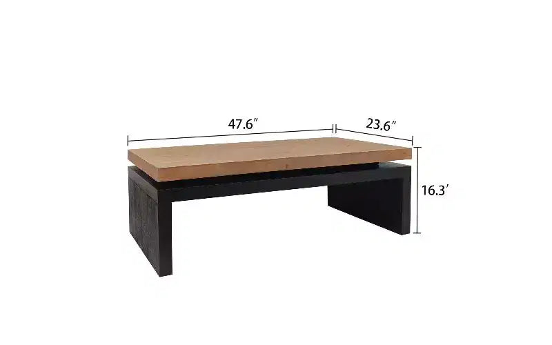 Tavolino Rettangolare Nero / Naturale / Naturale e Nero per 1