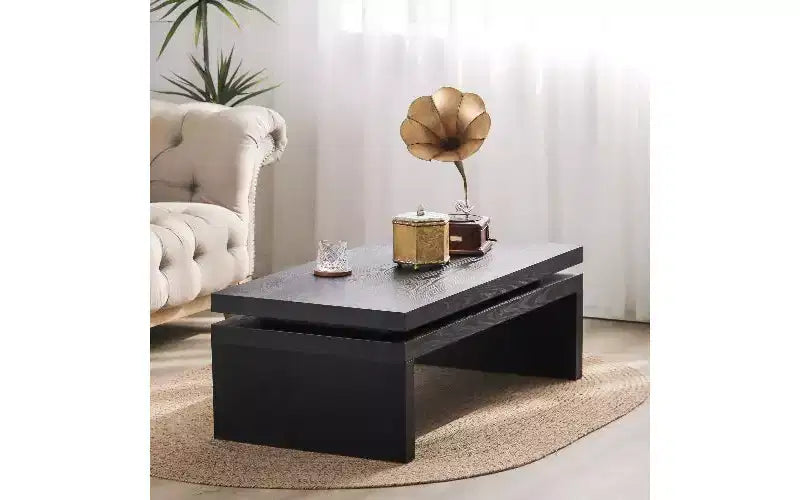 Tavolino Rettangolare Nero / Naturale / Naturale e Nero per 1
