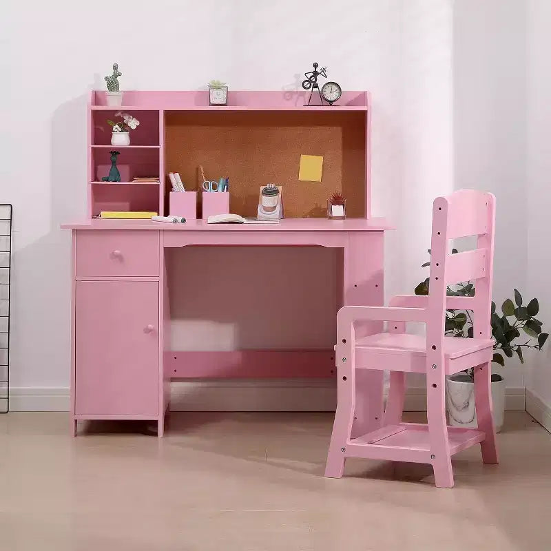 Scrivania e sedia da studio per bambini, colore rosa/bianco, 1 bambino, età 3-8 anni