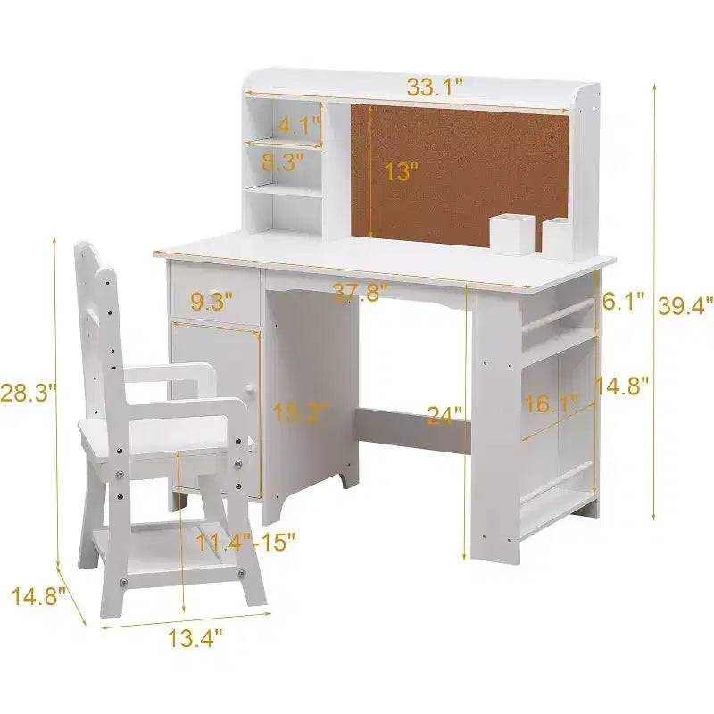 Scrivania e sedia da studio per bambini, colore rosa/bianco, 1 bambino, età 3-8 anni