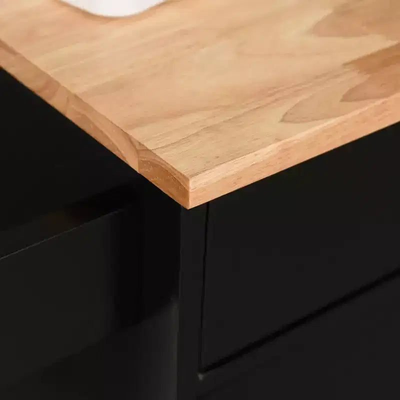 Carrello da Cucina Nero con Rotelle, Singolo