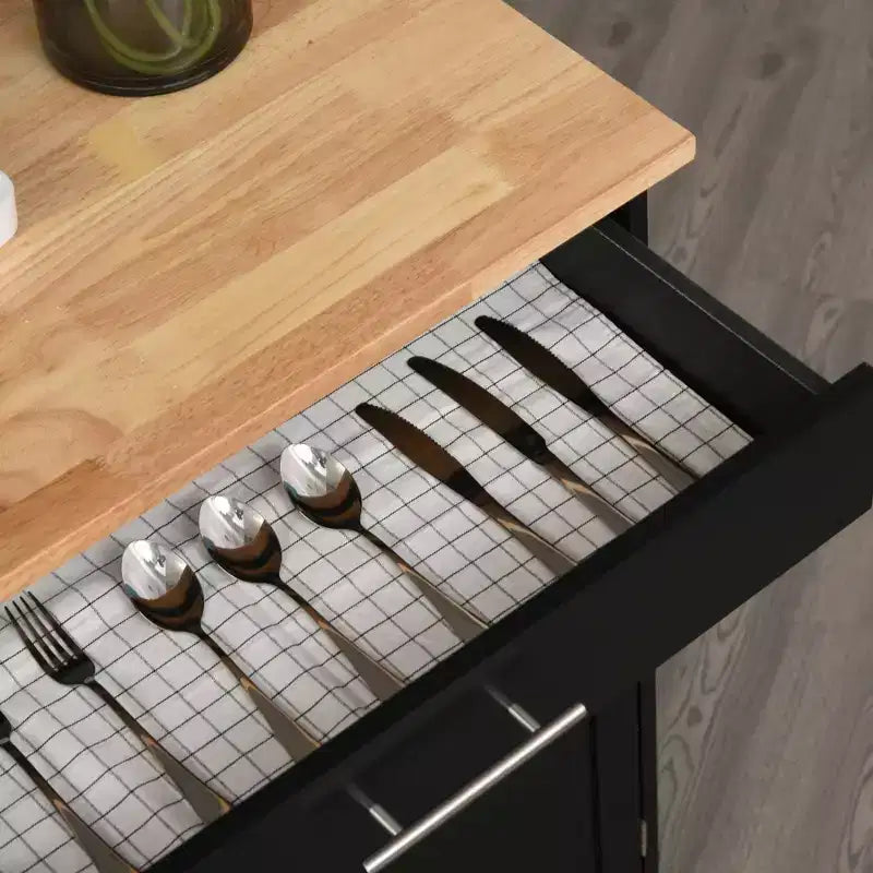 Carrello da Cucina Nero con Rotelle, Singolo