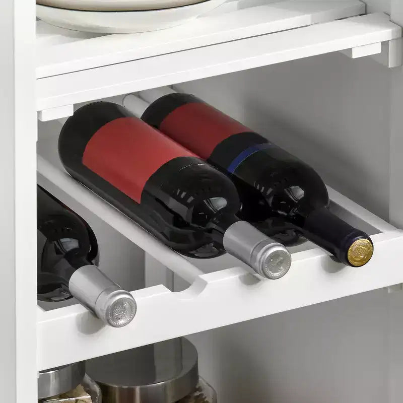 Isola per cucina in bambù bianco con portabottiglie, carrello bar – 1 persona