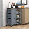 Carrello da cucina mobile grigio con 3 cassetti e 2 ripiani – 1 Persona