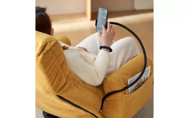 Sedia lounge pieghevole da pavimento beige/verde/grigio/giallo, girevole, 5 posizioni, 1 persona