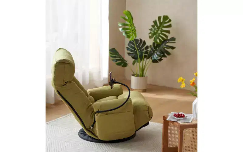 Sedia lounge pieghevole da pavimento beige/verde/grigio/giallo, girevole, 5 posizioni, 1 persona