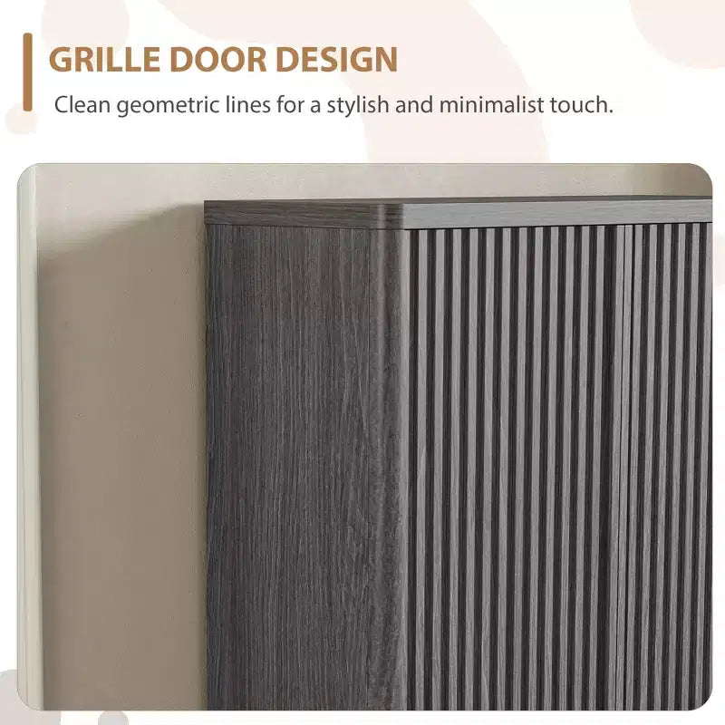 Scarpiera con anta a battente in colore nero/grigio/legno, singola, 30 paia