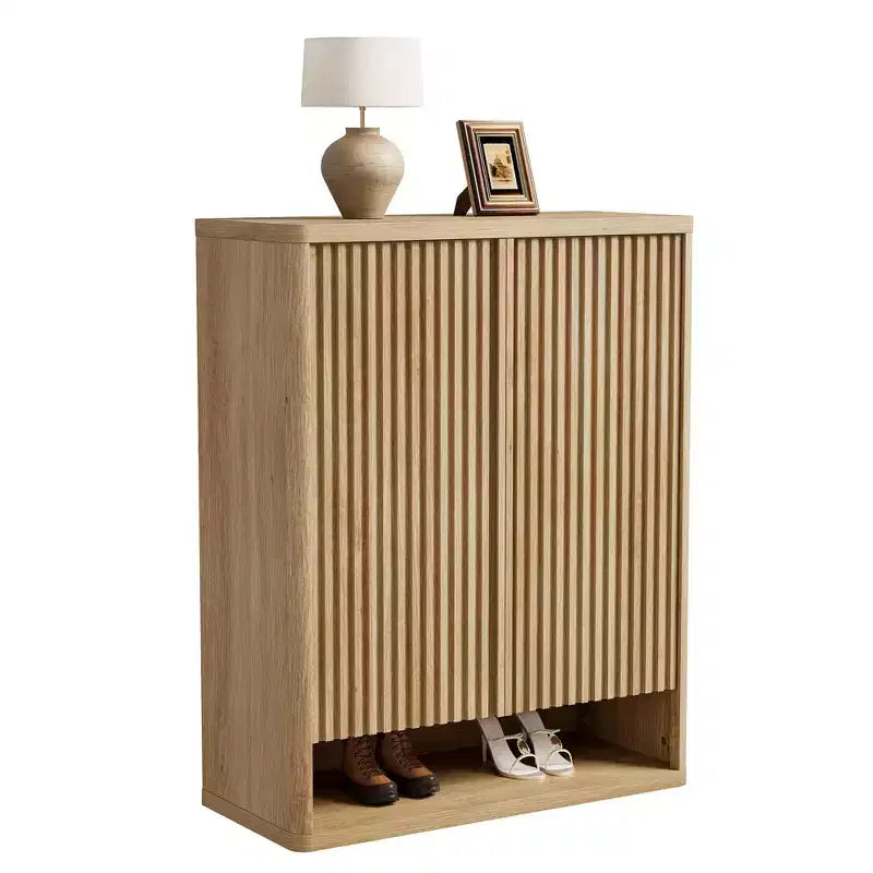 Scarpiera con anta a battente in colore nero/grigio/legno, singola, 30 paia