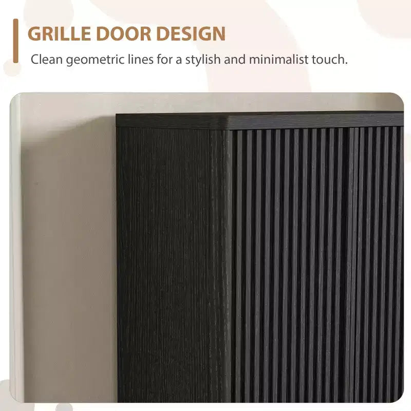 Scarpiera con anta a battente in colore nero/grigio/legno, singola, 30 paia