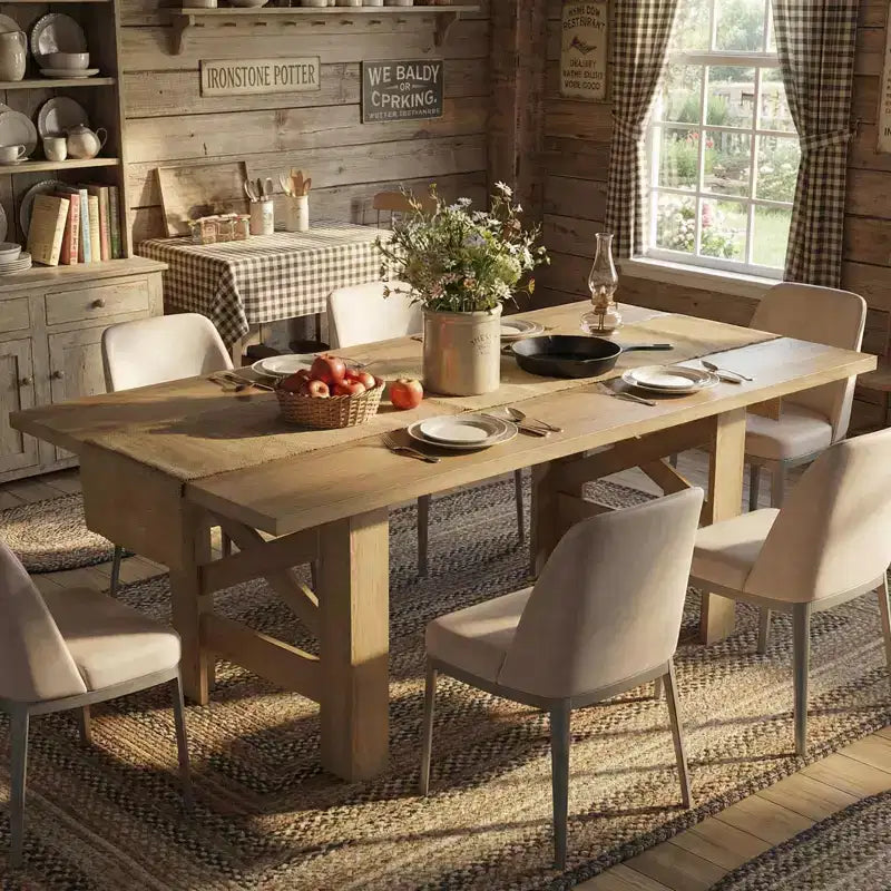 Black / Wood Color 71'' Rectangular Farmhouse Dining Table for 6–8