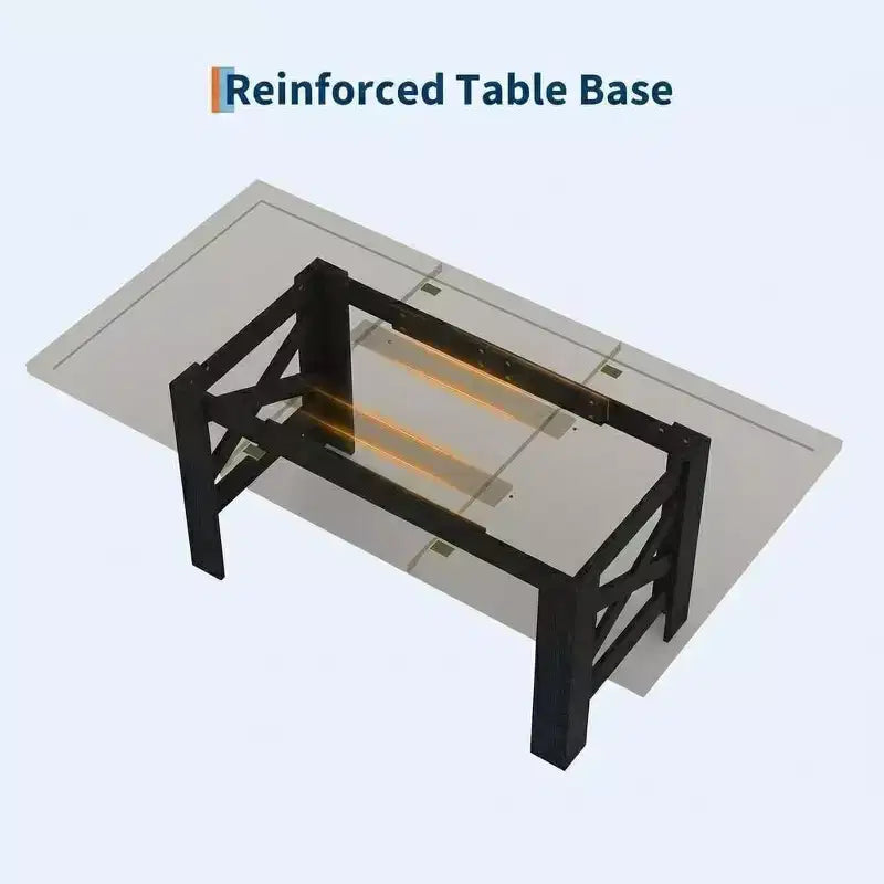 Black / Wood Color 71'' Rectangular Farmhouse Dining Table for 6–8
